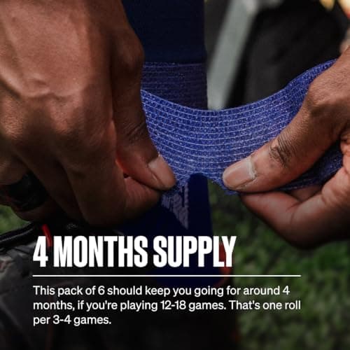 SPORTTAPE 6 Rolls Football Sock Tape, 5cm x 4.5m, Navy Blue, Cohesive — view 3