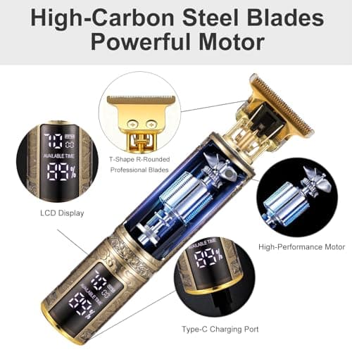 Hair Clippers Men Professional Beard Trimmer, T-Blade Precision Outliner — view 3