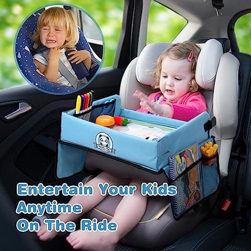 COOLJOY Travel Tray Kids Travel Tray,Kids Travel Essentials,Travel Toys-Play Tray with Transparent Erasable Surface,Lots of Storage Space,Multifunctional Activity Tray,Lap Tray for Kids Boys Girls 3+ — view 2