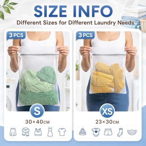 6 Pack Mesh Laundry Bags – 3 Small & 3 X-Small Wash Bags for Clothes — view 2