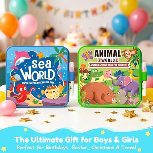 2Pcs Mess Free Water Colouring Books, Magic Water Doodle Painting Book — view 6