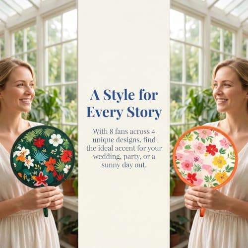 Skynelle Hand Fan 8 Pack Round Folding Portable Paper Fans Japanese Chinese Style Summer Cooling for Wedding Party Festival Home Decor Photo Props Outdoor Events Reusable Decorative Handheld Set — view 4