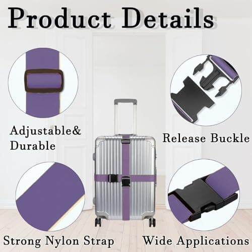 Luggage Suitcase Straps Set Adjustable Travel Packing Straps with Buckles Luggage Belts for Travel Bag Suitcase ((Orange,2)) — view 3