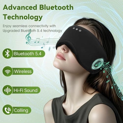 MUSICOZY Organic Bamboo Cotton Sleep Mask Headphones, 100% Blackout — view 6