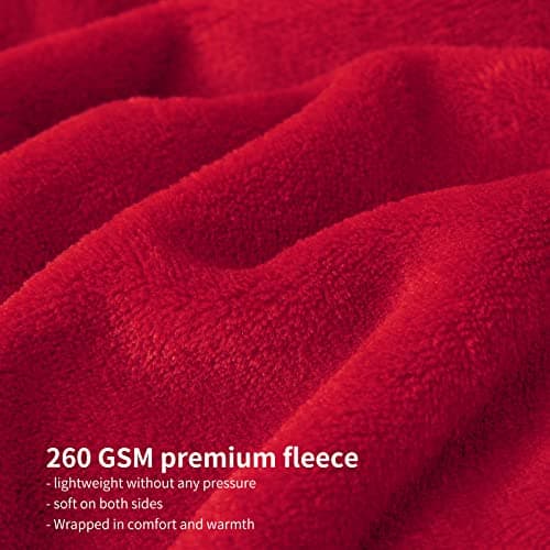 Aisbo Red Throws Blanket for Sofas - Single Fluffy Blanket Bed Throw Fleece, Warm Soft Flannel Blanket for Couch, 130x150cm — view 4