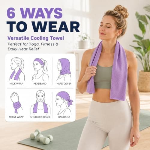 2PCS Cooling Towel, Microfiber Cool Ice Towel for Neck, Soft Breathable Cooling Wrap for Fitness Guys Microfiber Stay Cool, 24+ Hours Cold Relief Towels for Neck and Face Yoga Sport Running Gym Towels — view 5