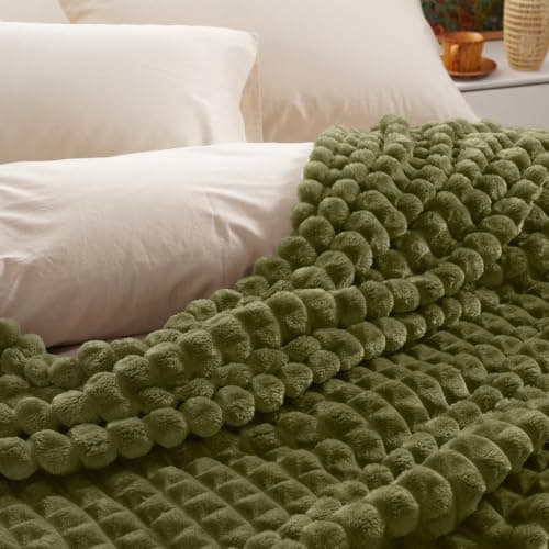 PHF Clipped Fleece Blanket Double Olive Green 150x200cm