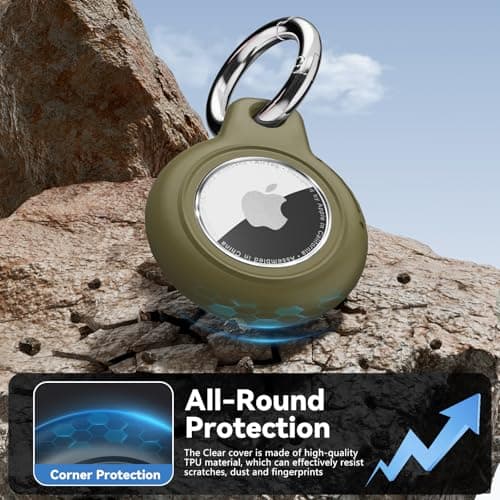 TNSNK for AirTag Holder Keyring, 4 Pack,Black+Light Brown+Brown+Army Green — view 5