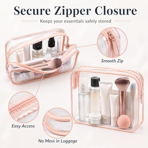 3 Pack Clear Travel Toiletry Bags, Multi-Size PVC Pouches with Strong Zip — view 4