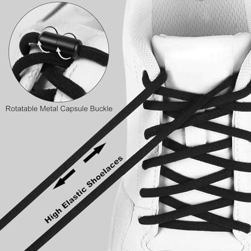 TAIXING 2 Pairs Round Elastic Laces, 5mm Heavy Duty No Tie Shoe Laces — view 3