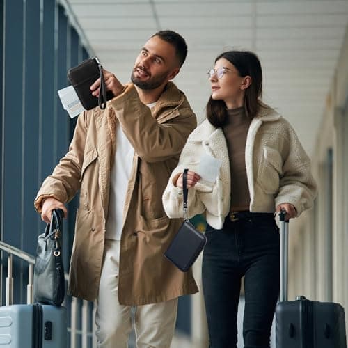 VULKIT Passport Holder Travel Wallet with AirTag Holder RFID Blocking Leather Document Airplane Holiday Essentials Organiser Bag — view 2