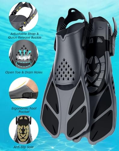 Lealinga Snorkel Set Adults, Full Face Snorkel Mask with Flippers — view 5