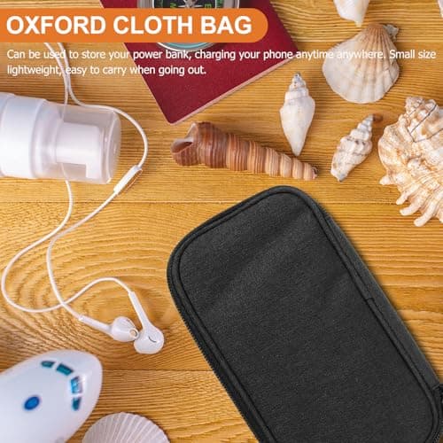 FUOYLOO Portable USB Cable Organizer and Storage Case for Earphones and Chargers, Lightweight Oxford Cloth Bag Suitable for Travel with Power Bank and Charger Accessories Black — view 6