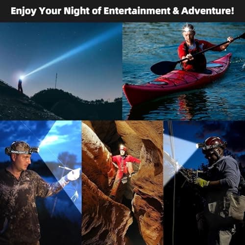 SENDALE LED Rechargeable Headlamp, 90,000 Lumens, Headlamp Rechargeable with Sensor, 9000 MAh USB-C Rechargeable Headlamp, LED, 3 Light Modes, IP65 Waterproof, Adjustable for Camping, Fishing — view 5
