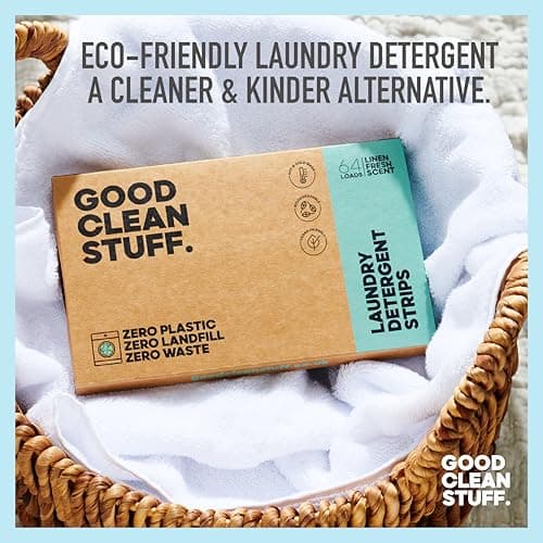 Good Clean Stuff Laundry Detergent Strips Sheets 64 loads Eco Ultra-Concentrated Non-Bio Linen Fresh Scent for Machine and Hand Washing — view 2