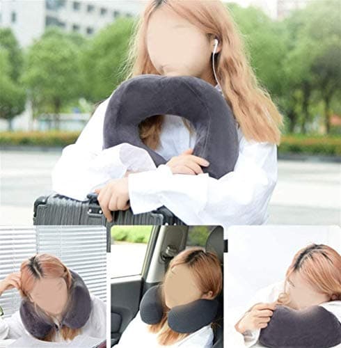 NCRD Travel Neck Pillow Sleep Kit - 100% Memory Foam Travel Pillow, Car Airplane Travel Pillow Neck Pillow Nap Lunch Break Student Memory Foam U-shaped Pillow (Color : Gray) — view 5
