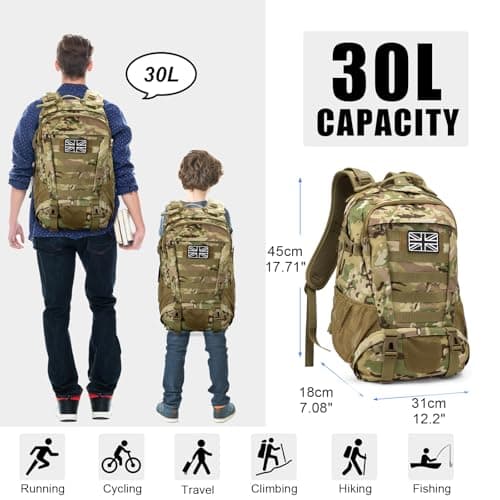 Jueachy Military Tactical Backpack 30L Water Resistant Rucksack for Men — view 3