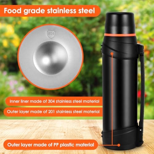 Flask for Hot Drinks 2.5L Stainless Steel Insulated Bottle, Black — view 3