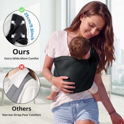 Baby Carrier Sling Newborn to Toddler Carrier - Ergonomic Hip Carrier & Baby Carrier in Premium Breathable Mesh, Summer Baby Carrier with Hip Seat, Cooling & Non-Slip, 0-36 Months — view 2