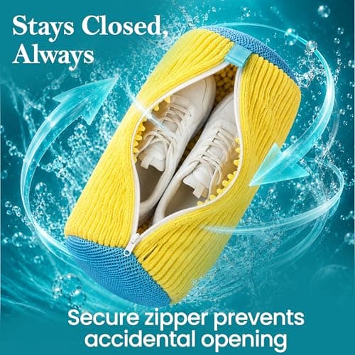 NARGY Shoe Wash Bag for Washing Machine – Reusable Zipper Shoe Bag for Washing Machine – Yellow Wash Pouch for Trainers & Sport Shoes — view 6