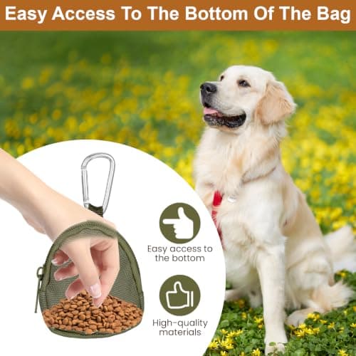 HJZHII 2 Pcs Dog Treat Pouch, Portable Pet Walking Treat Bag with Carabiner — view 4