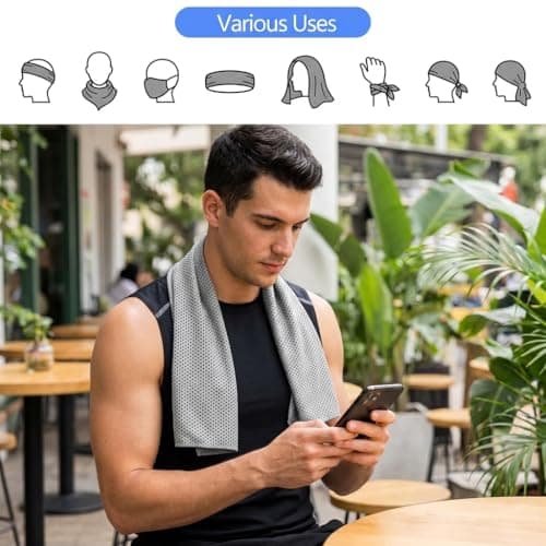 Cooling Towel 2 Pack 100x30cm Microfiber Gym Towel Purple Light Grey — view 4