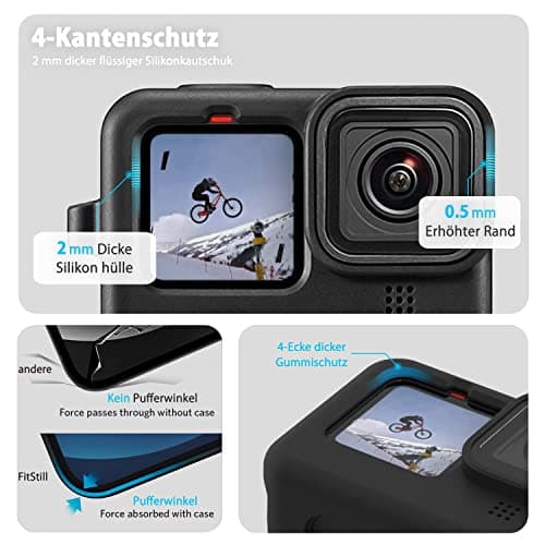 FitStill Silicone Protective Case Set for Go Pro Hero 12/11/10/9 Black — view 6