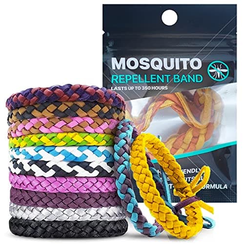 Mosquito Repellent Bracelet 10 Pack, Adjustable Leather Deet-Free Natural Insect Mosquito Bands for Adults & Kids, 350 Hour Insect Repellent Protection