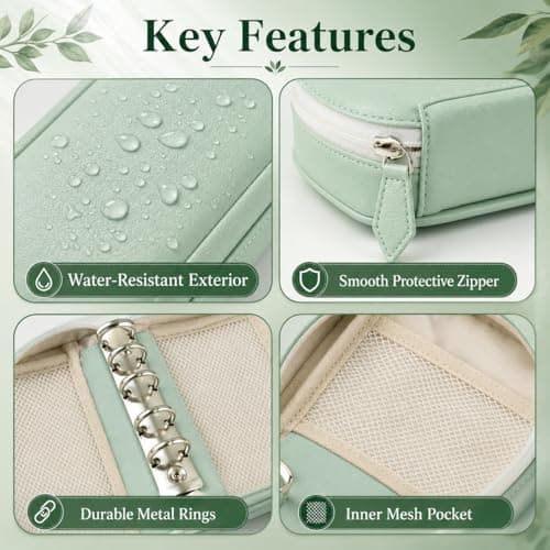 Waterproof Pill Pouch Set, Waterproof Pill Organizer Set with 14 Color-Pill Pouches, Portable Reusable Binder Design Zippered Pill Storage with 14 Color-Pill Pouches for Travel (White) — view 6