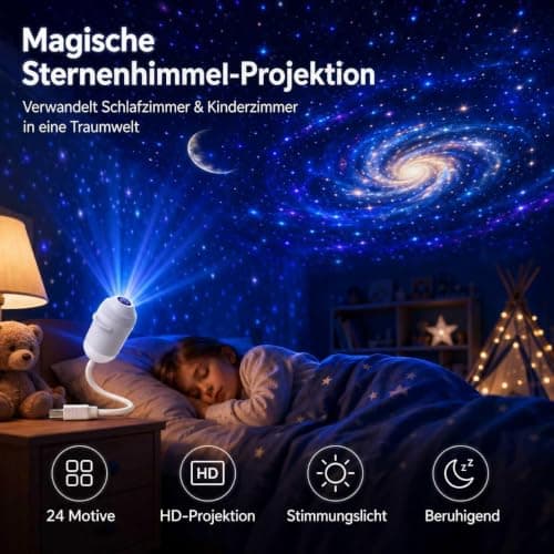 Galaxy Projector Night Light,2-in-1 5D HD Ceiling Star Projector,Plug and Play hd Star Smart Ceiling Projectors Lamp 360° Space Starry Sky USB Projection,for Bedroom,Living Room,Travel，12 Films — view 2