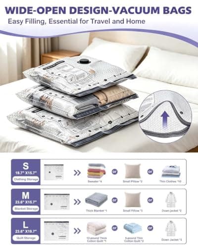 OQIMAX Vacuum Storage Bags with Rechargeable Pump, 6-Pack Space Saver Bags — view 4
