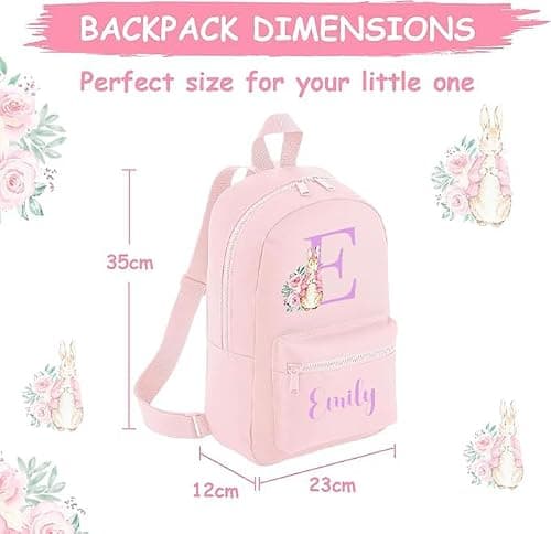 Hoolaroo Personalised Baby & Toddler Floral Pink Bunny Rabbit Rucksack Nursery Backpack Baby Girl Bag Pink — view 2