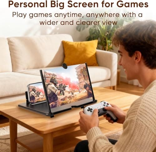 Chililon 20 Inch Phone Screen Magnifier, HD Foldable Portable Screen Amplifier with Stand for Movies & Gaming, Universal Smartphone Viewer Gift for Men — view 4