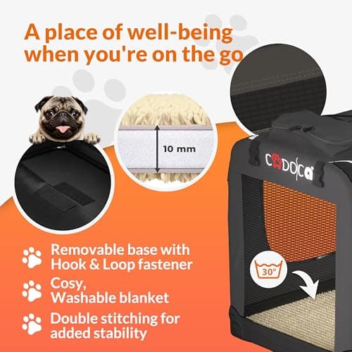 CADOCA Dog Crate Carrier, Car Foldable Travel Cage + Bowl, XL Anthracite — view 5