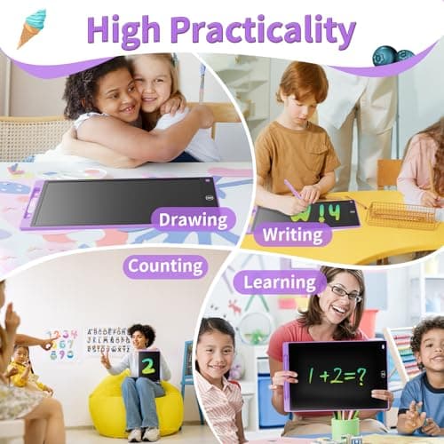 Genialba 10 inch LCD Writing Tablet Colorful Screen Drawing Board Toddler Toys Learning Educational Toys Gifts for Birthday for 2 3 4 5 6 Year Old Boys Girls (Purple) — view 5