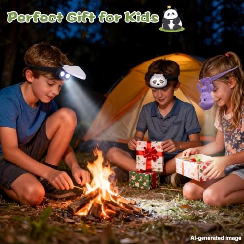 CoolGift Mart Kids Headlamp Rechargeable Panda Headlamp, 3 Level Brightness with Flash Modes, Gifts for Kids Boys Girls, Flashlight Head Light for Camping Hiking Night Walking — view 6
