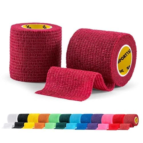 SPORTTAPE Football Sock Tape - 2 Rolls, 5cm x 4.5m, Maroon - Self-Adhesive