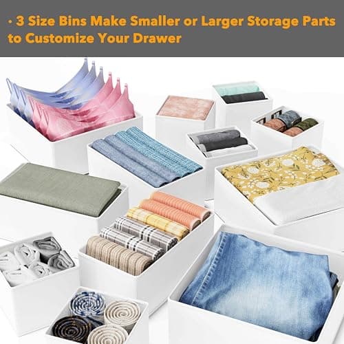 SpaceAid Set of 12 Drawer Organizers for Clothes, Underwear, Socks (White) — view 5