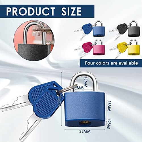 Suitcase Locks,Small Padlocks Colored Luggage Locks Travel Backpack Lock with Keys Brass Suitcase Padlock for School Gym Locker, Backpack,Travel Bags, Laptop Bag (4 Pack) — view 2