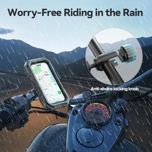 KDD Motorbike Phone Holder Mount Waterproof - 360° Rotation Motorcycle Bike Phone Mount with Fully Enclosed Touch Sensitive, Bicycle Phone Holder Clamp for iPhone,Samsung, 4-6.7”Phones — view 6