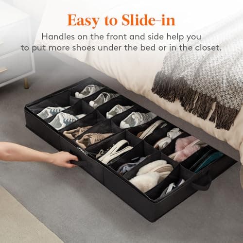 Lifewit 2-Pack Under Bed Shoe Storage Hold 36 Pairs, Black — view 6