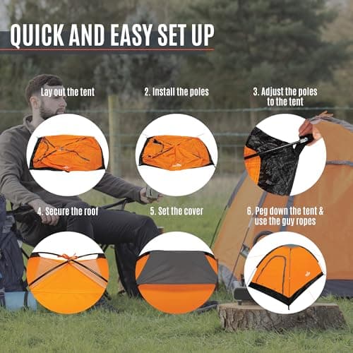 Milestone Camping 18829 Dome Tent/Sleeps 1 Person/Water Resistant/Portable Carry Bag Included/Double Zipper Door & Mesh Window / 100cm x 120cm x 200cm — view 6