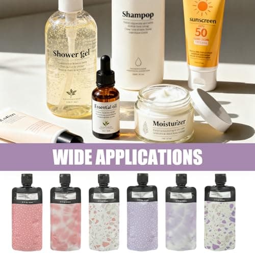 ChainYao 6 Pack Travel Toiletry Pouches 90ml, Leak-Proof Refillable Cosmetic Bags, Portable Clear Travel Containers for Shampoo Lotion Cream Makeup, TSA Approved for Holiday Business Trip — view 6