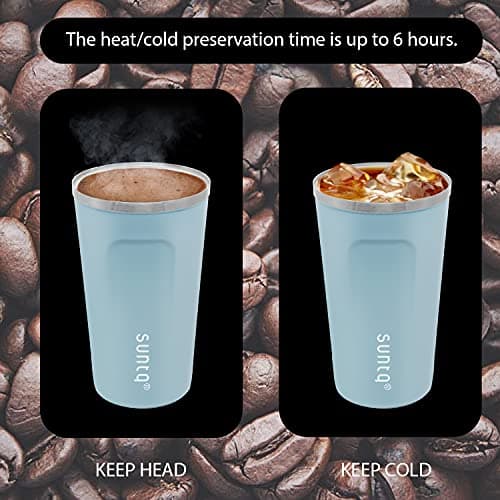 SUNTQ Reusable Coffee Cups Travel - Coffee Travel Mug with Leakproof Lid - Thermal Mug Insulated Cup - Stainless Steel Coffee Travel Cup - for Hot and Cold Drinks, 13oz/380ml, Sky Blue — view 4