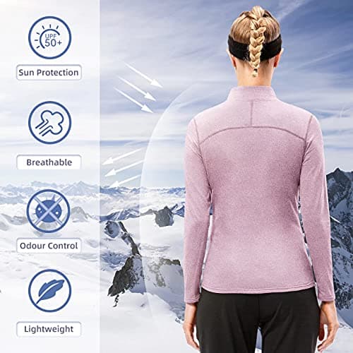TERODACO Thermal Tops for Womens Half Zip Base Layer 12523 Pink M — view 4