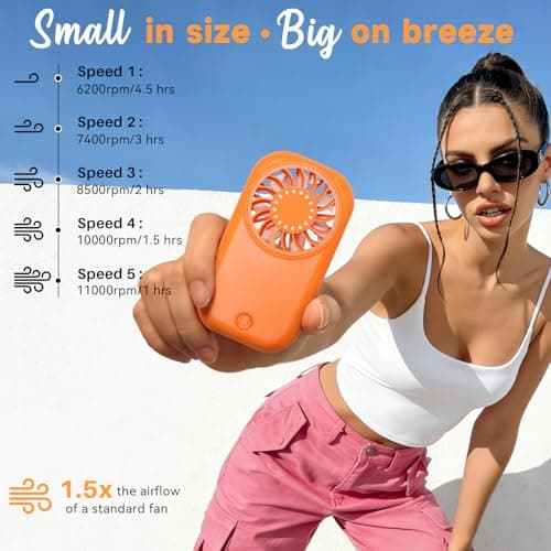 Ciaien Mini Handheld Turbo Fan,56g Pocket Fan with 11000 RPM Max Speed — view 3