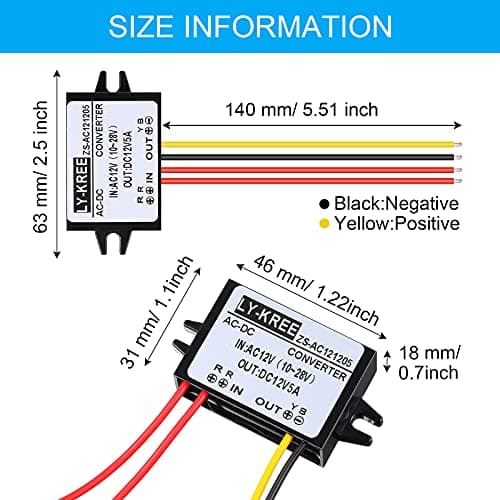 Fiada AC to DC 12V 5A Converter, Waterproof Regulator 10-28V Input — view 2