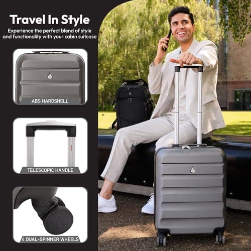 Aerolite 55x35x25 Hard Shell Cabin Suitcase, 4 Wheels, Air France KLM — view 3