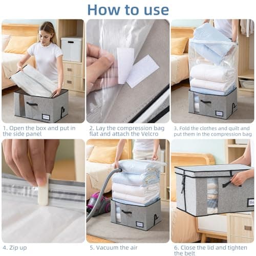 TAILI Vacuum Storage Bag with Box,53x38x30 cm 2 in 1 Space Saver for Duvets — view 6