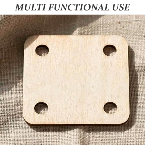 KICHOUSE 72pcs Wooden Weaving Cards Square and 4 Hole for Beginners — view 3